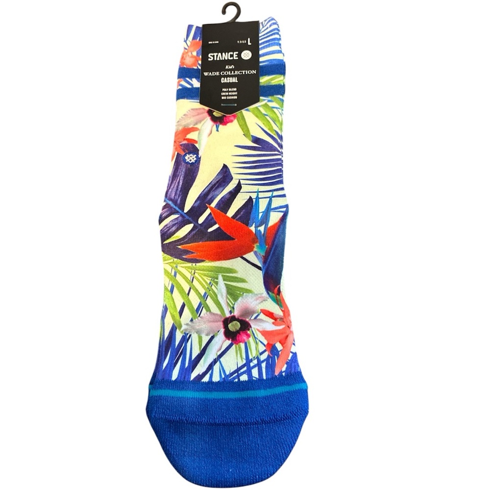 New Stance Kids Palm Crew Polyester Cushion Wade Collection Palm Socks L 3-5.5